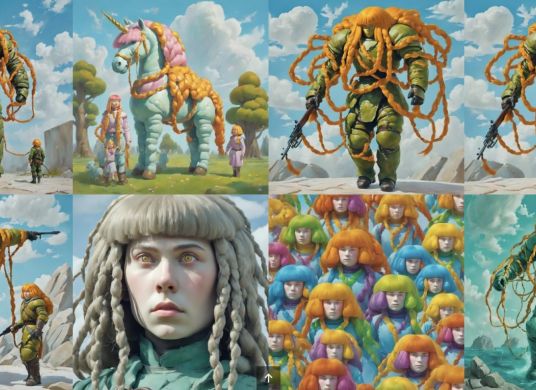 Collage verschiedenener KI-Bilder mit Fantasie-Wesen